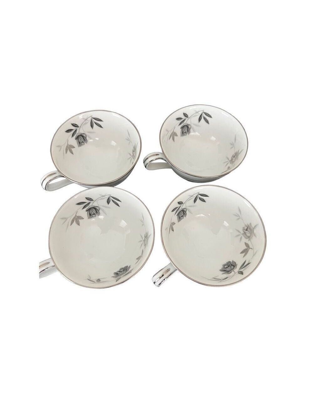 Noritake ROSAMOR Black Roses 4 Tea Cups made in Japan